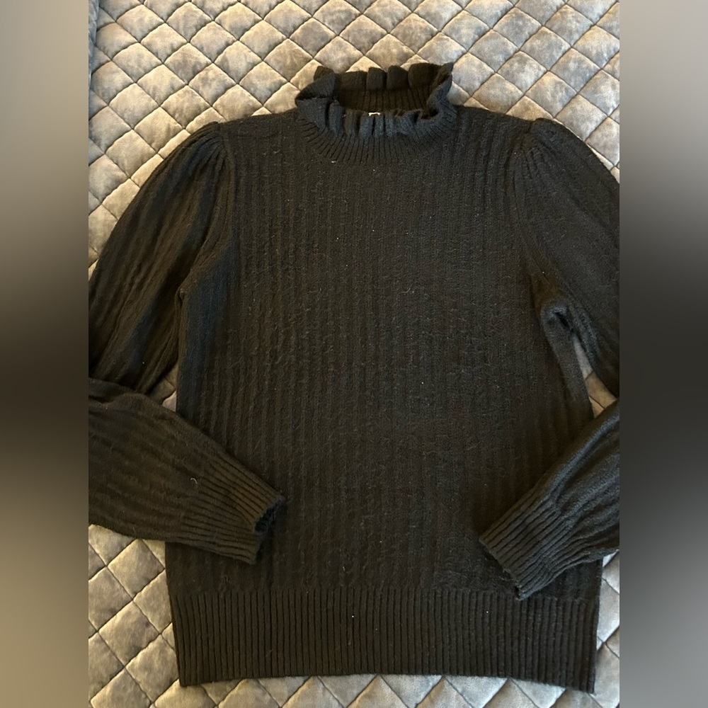 Black Loft Sweater Ruffle size Medium